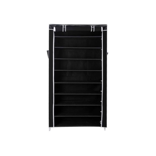 Jalatsikapp riidest kattega 88x28x160 cm must