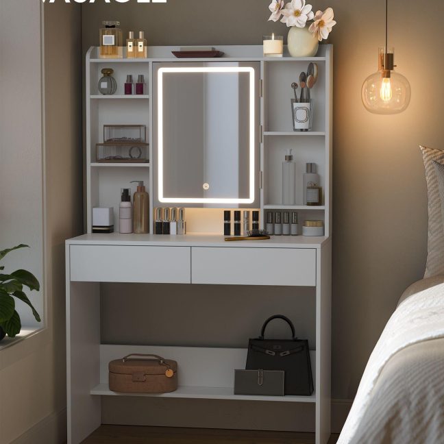 Tualettlaud valgustusega valge