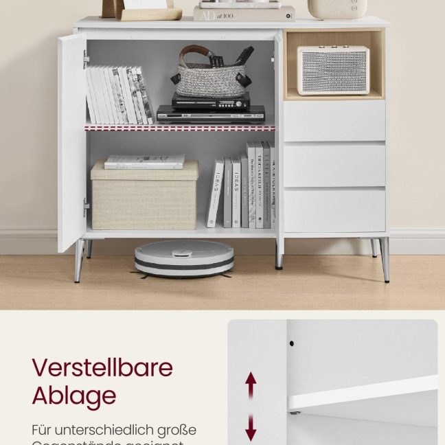 Kummut sahtlitega 40 x 104 x 85 cm valge