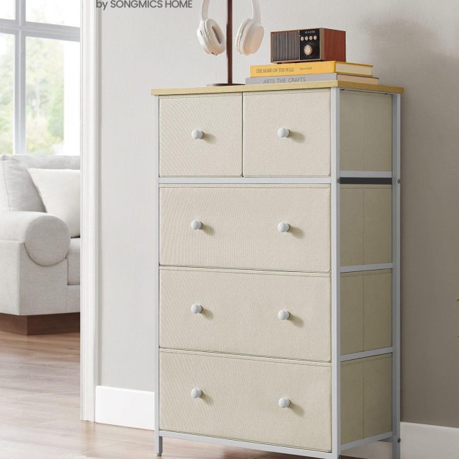 Kõrge kummut 30 x 56 x 93 cm kreemvalge