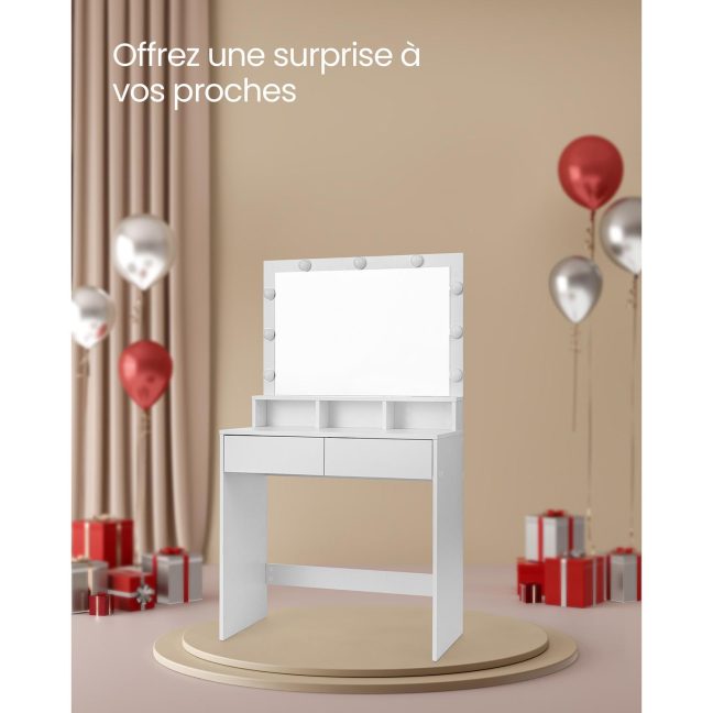 Meigilaud valgustusega 80 x 40 x 140 cm valge