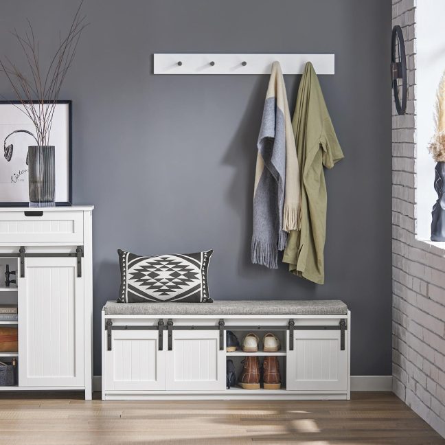 Esikupink jalatsiriiul 120 cm hall valge