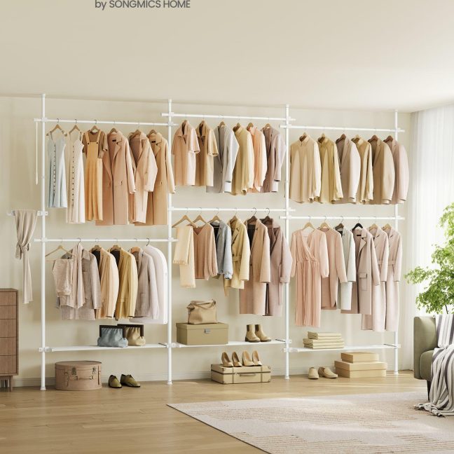 Garderoob 34 x (240-353) x (208-310) cm valge