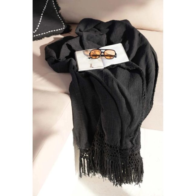 Puuvillane päevatekk 260 x 122 cm must