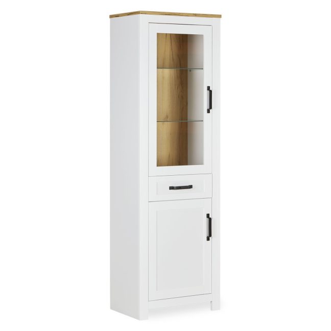 Kõrge kitsas kapp 64x200x41 cm Valge
