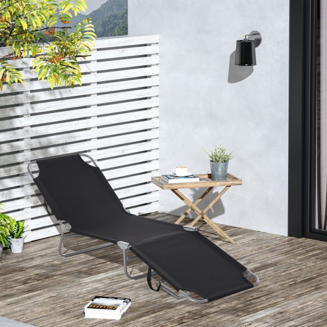 Lamamistool terrassile 187x55 cm Must