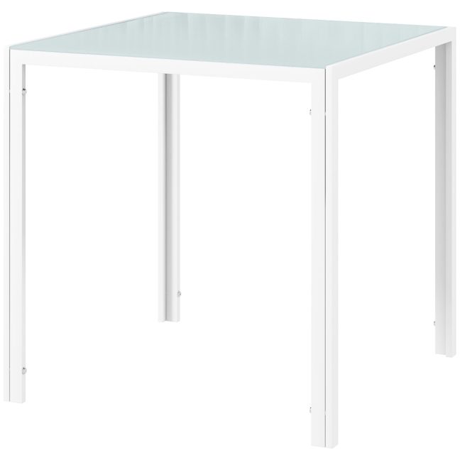 Klaasist söögilaud 75x75x75 cm Valge