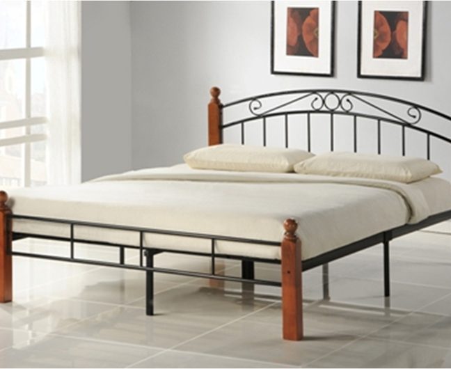 Metallraamiga voodi 185x215 Must Pruun