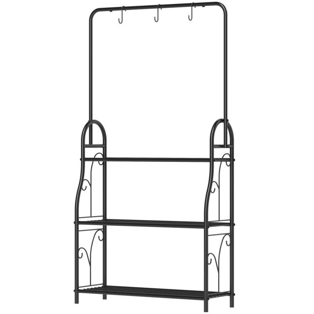 Metallist lillealus 3-korruseline 75x25x137 cm Must