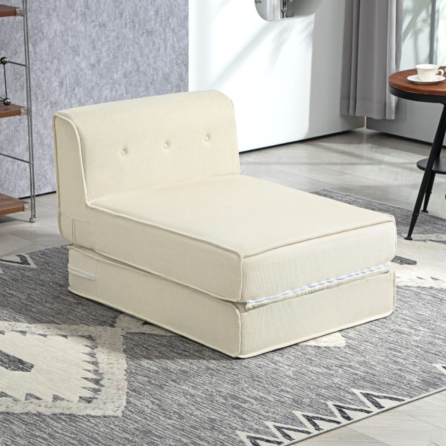 Lahtikäiv diivanvoodi 73x100x60 cm Kreemjas