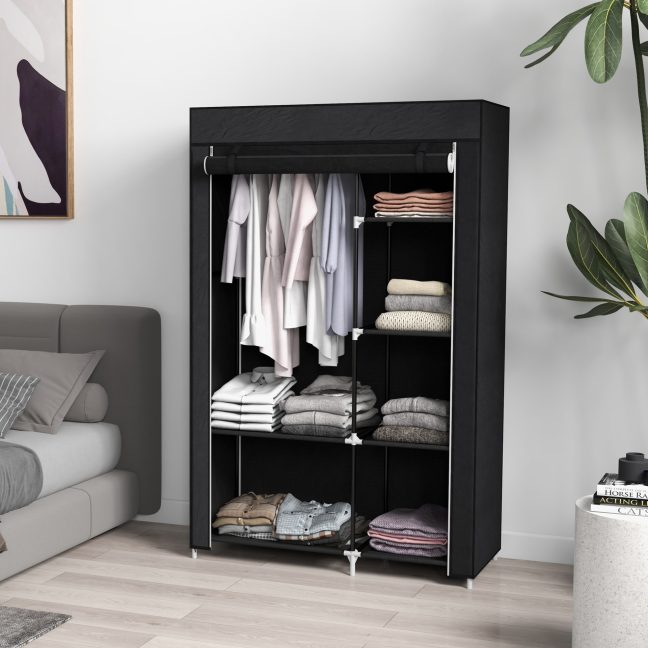 Riidest riidekapp 103x43x162.5 cm Must