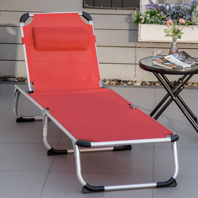 Lamamistool terrassile 165x60x76 Punane