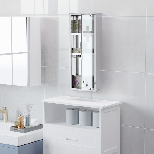 Vannitoakapp seinale 20x12x58 Hõbe