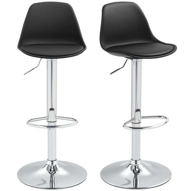 Baaritoolid 2 tk 38x42x82-104 cm Must