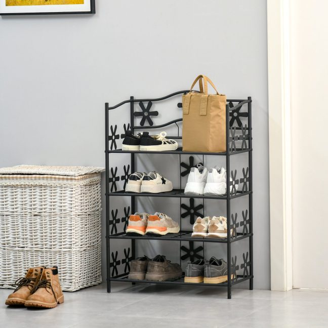 Metallist lillealus 59.5x30x92 cm Must