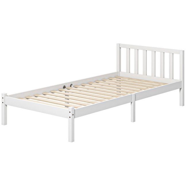 Puidust voodi 90x200 cm Valge
