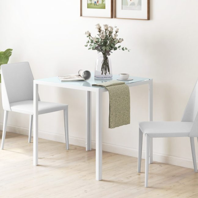Klaasist söögilaud 75x75x75 cm Valge