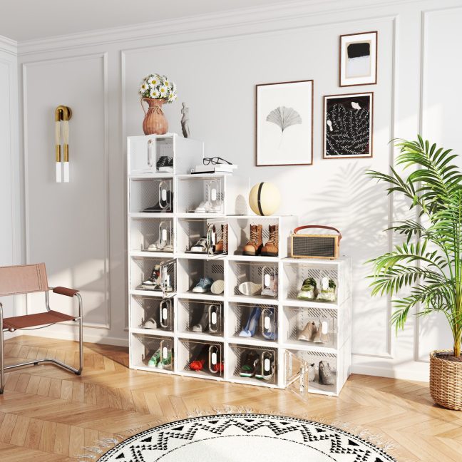 Jalatsikarp 28x36x21 cm läbipaistev valge