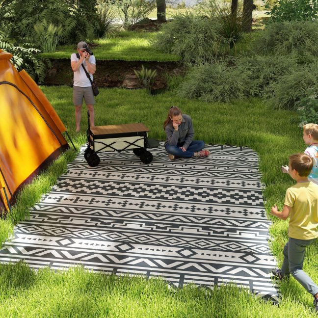 Terrassi vaip 182x274 tumehall ja valge