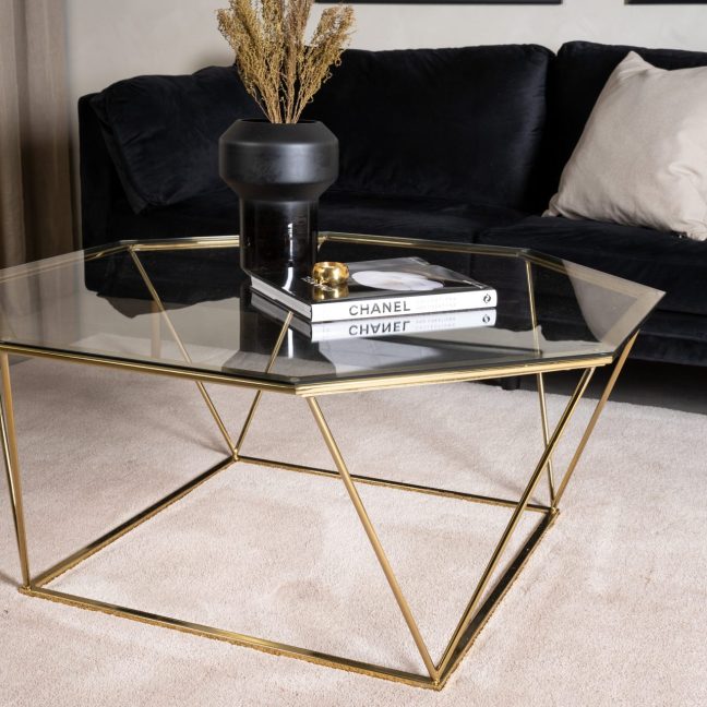 Kohvilaud klaasist Österlen 100x100 Kuld