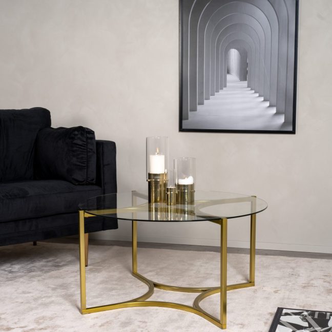 Klaasist diivanilaud Kivik ø90 cm Kuld