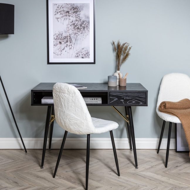 Kirjutuslaud koos riiuliga Must kuldne