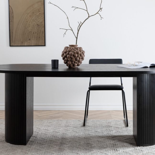 Must söögilaud Bianca Ovaalne 75x200x90