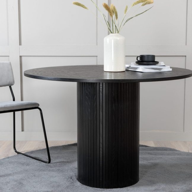 Ümmargune söögilaud Bianca ø110 Must