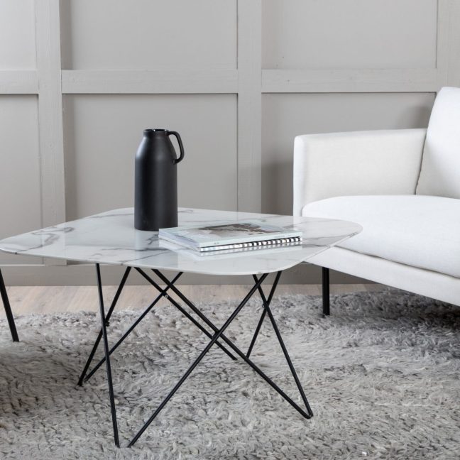 Kohvilaud klaasist Tristar 80x80x50 Must/Valge