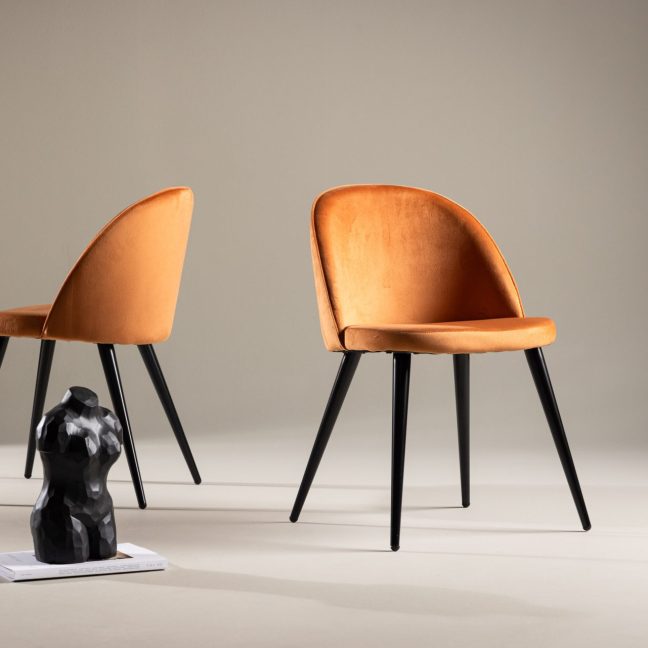 Söögitoolid sametist 2tk 57x50x77 oranž