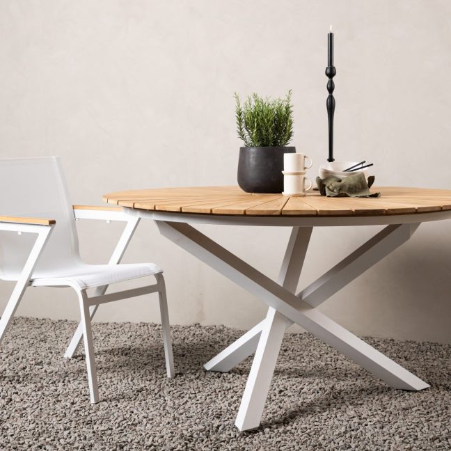 Puidust söögilaud Mehhiko ø140 cm Valge/Tiik