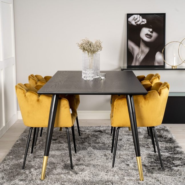 Söögilaua komplekt 180x90 kuldne must