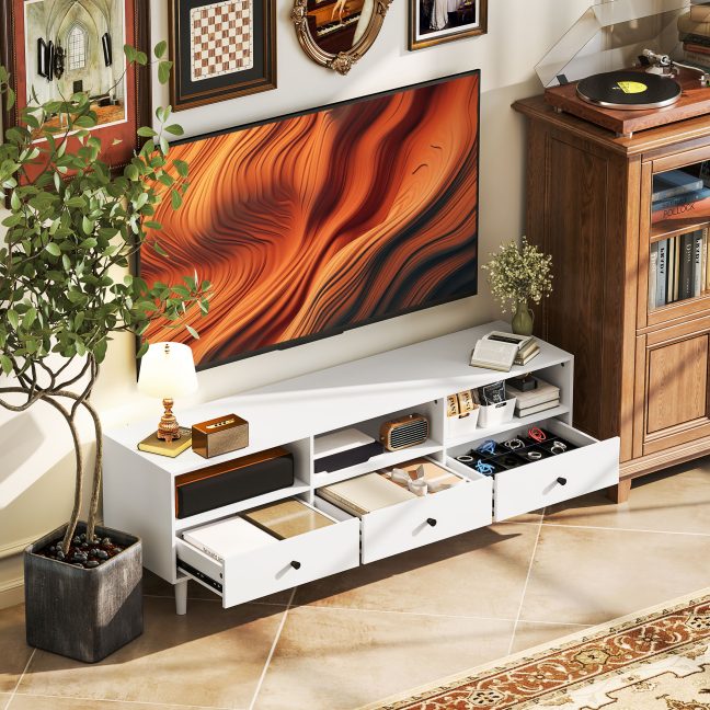 TV alus sahtlitega 140x34x45 cm Valge