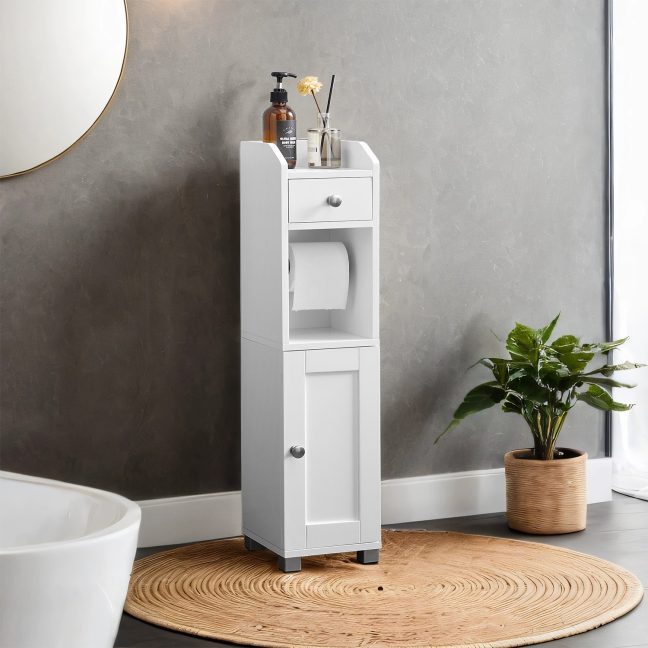 Kitsas vannitoakapp 20x18x77 cm Valge