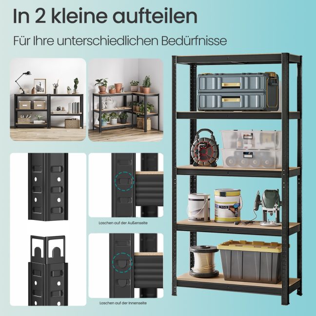 Metallriiul 2 tk 40 x 90 x 180 cm Must