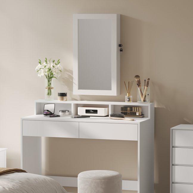 Peegliga ehtekapp 67x37x10.5 cm Valge