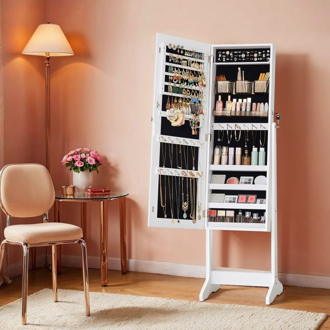 Peegliga ehtekapp 41.2 x 36.5 x 152 cm Valge