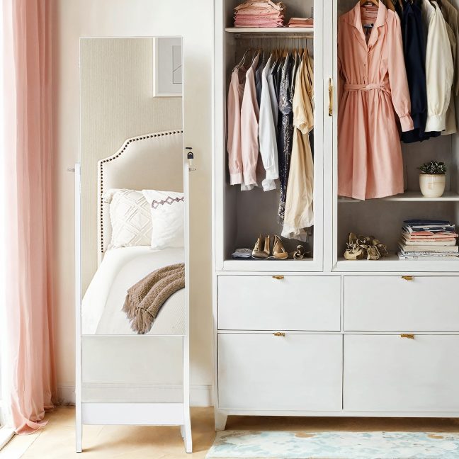 Peegliga ehtekapp 41.2 x 36.5 x 152 cm Valge