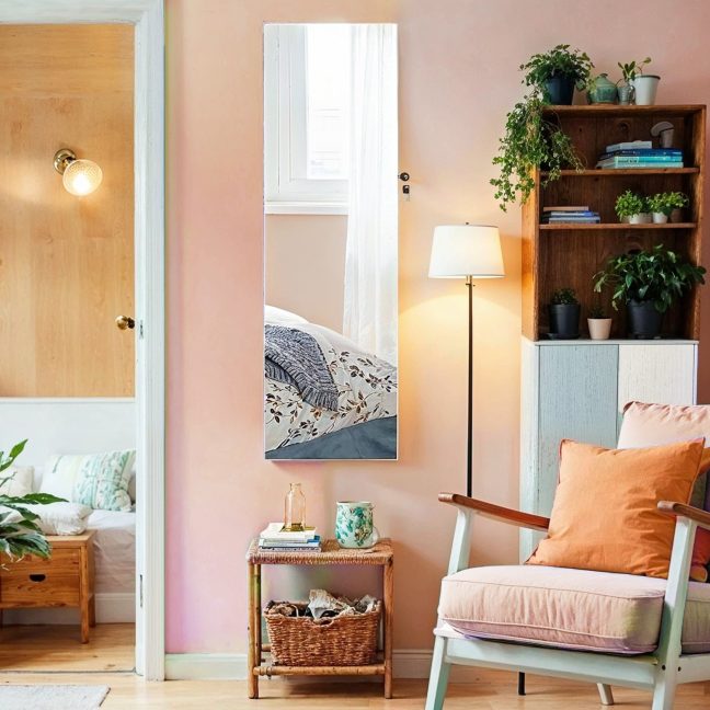 Peegliga ehtekapp 37 x 9.3 x 108 cm Valge