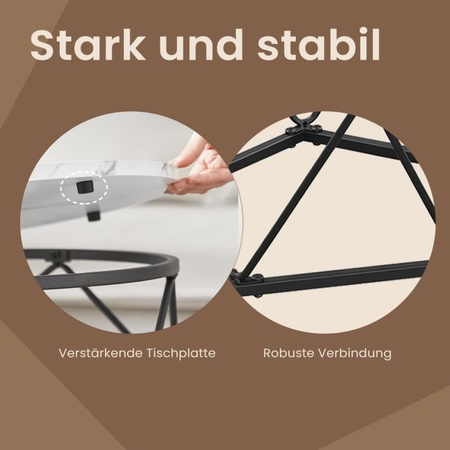 Väike kohvilaud 2 osaline komplekt marmor valge