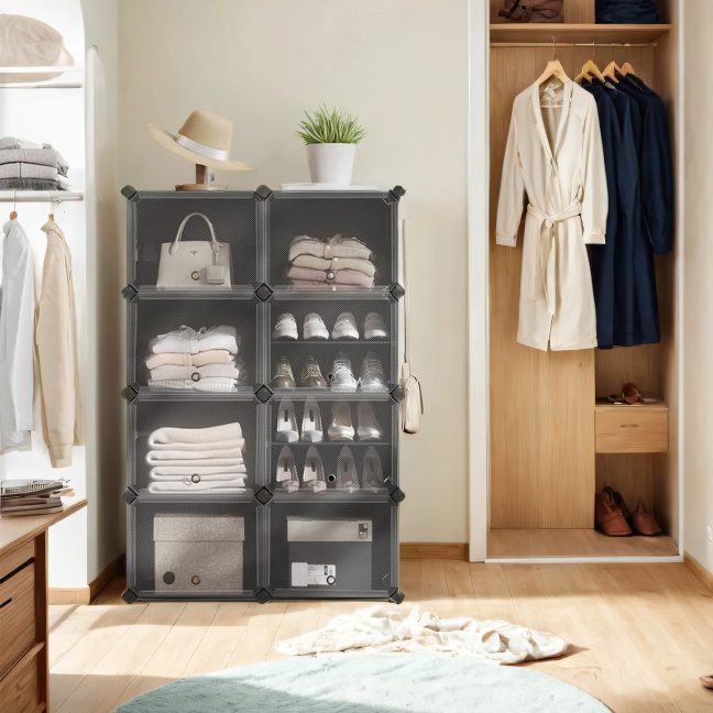 Jalatsikarp 8 tk 32 x 124 x 94 cm Must