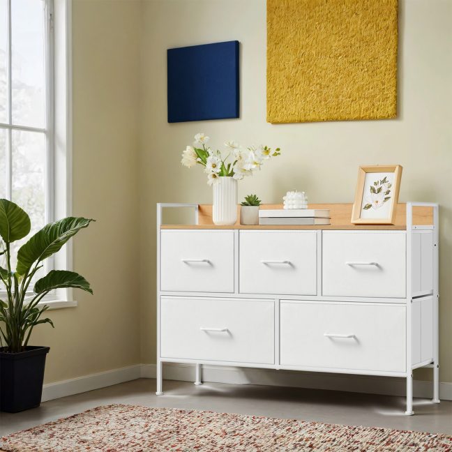 Madal kummut sahtlitega 29 x 98.2 x 70 valge