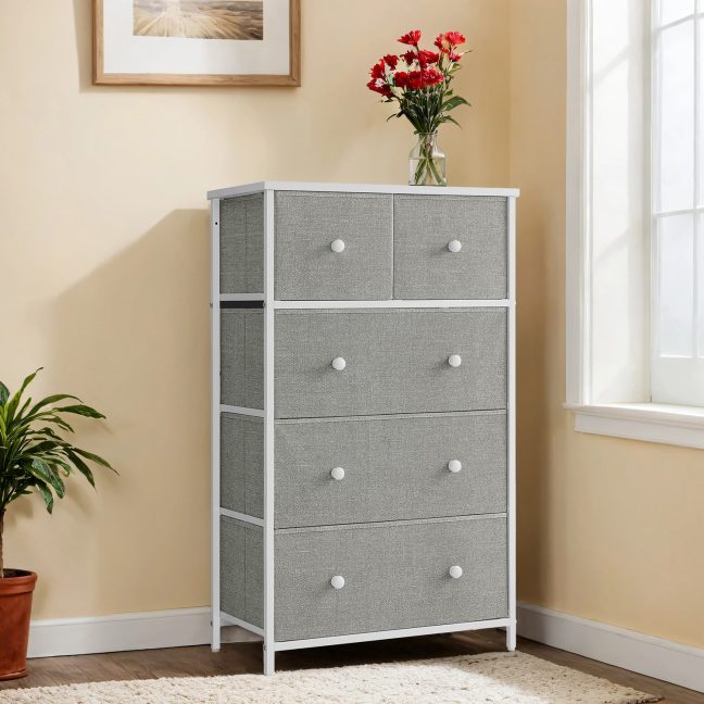 Kummut 30x56x93 cm Helehall Valge