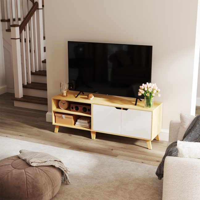 TV laud 140x40x50 cm Tamm Kreemvalge