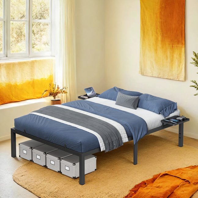 Voodi 200x140x41.3 cm Must