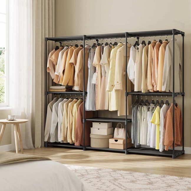 Avatud riidekapp 112 x 43 x 165 cm Must