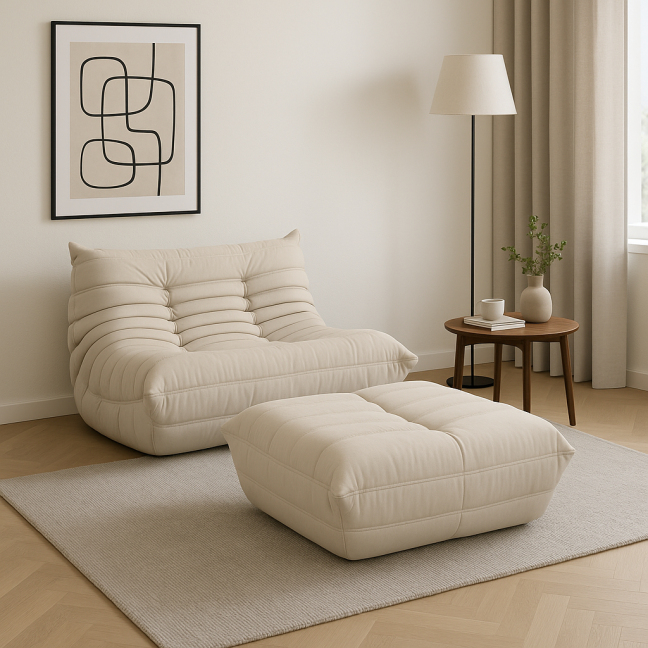 Diivanikomplekt Nua N24-4 diivan + Nua N22-4 jalatugi 86x80x40 cm beež