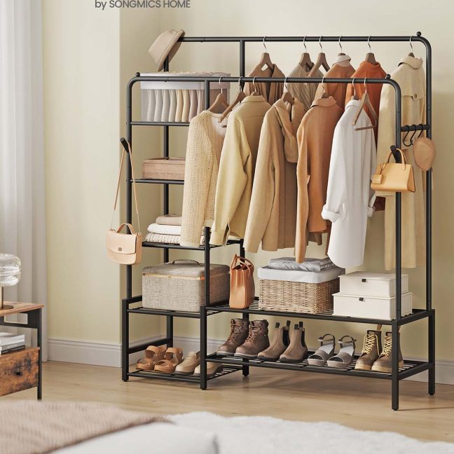 Avatud riidekapp 45×116×173 cm Must