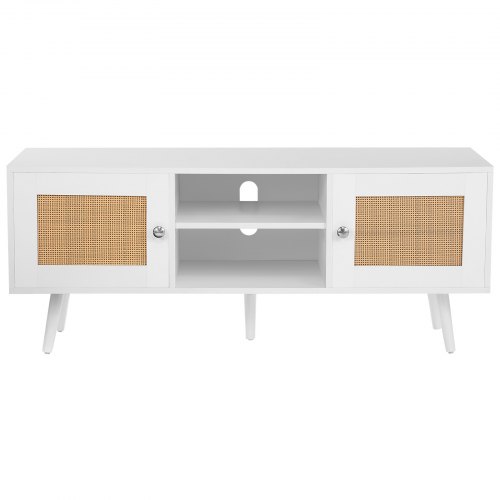 TV alus ustega 120x40x49 cm valge rotang