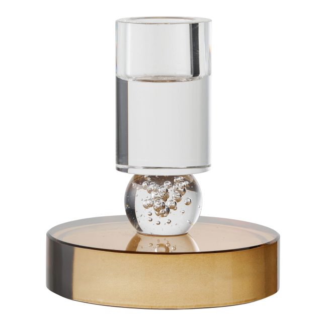 Küünlaalus 8.5x10 cm pruun valge klaas